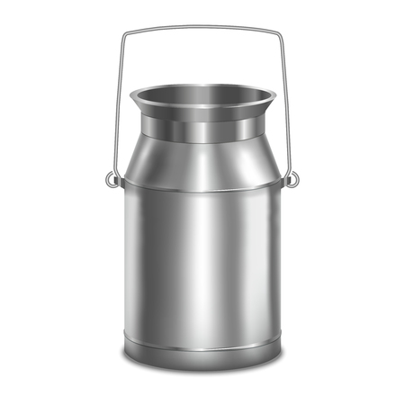 Realistic Metal Shiny Milk Container. Vectorのイラスト素材