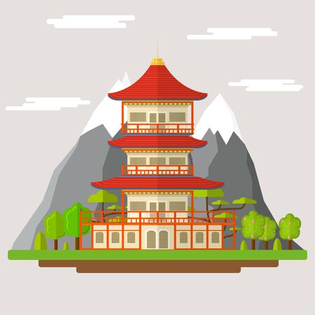 Cartoon Japanese Temple. Vectorの写真素材