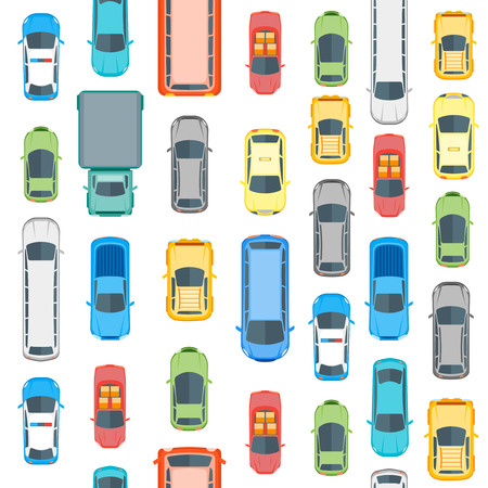 Cars Top View Background Pattern. Vectorのイラスト素材