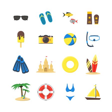 Summer Rest Color Icon Set. Vectorの写真素材