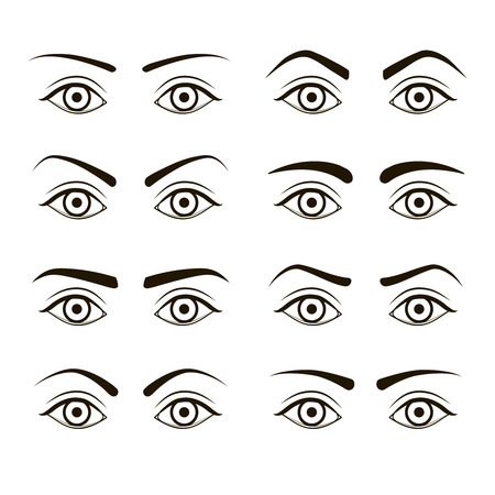Different Type Woman Black Eyebrows Set. Vectorのイラスト素材