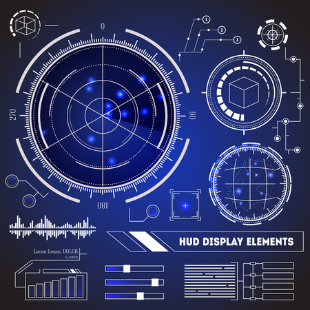 HUD Futuristic Technology Display Element Set. Vectorのイラスト素材