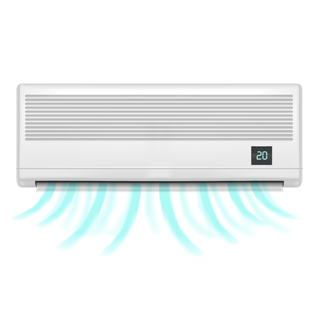 Realistic Detailed Air Conditioner Isolated on a White Background Symbol of Comfort. Climate Control for House Vector illustrationのイラスト素材