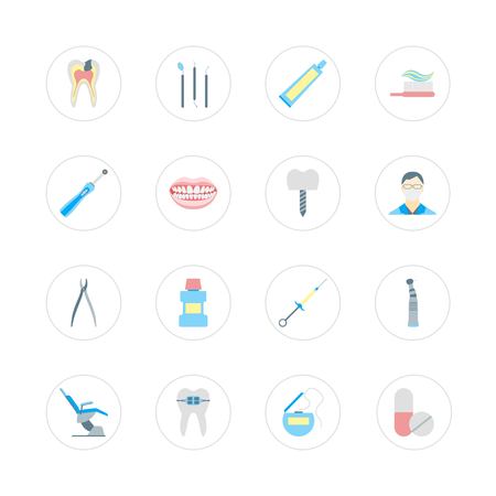 Cartoon Dental Health Care Color Set.のイラスト素材