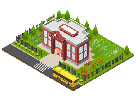 Shcool Building Isometric View.のイラスト素材