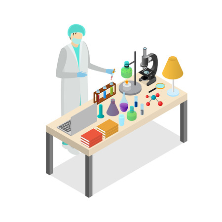 Scientist Person on Laboratory Concept Experiment Research Test. Vectorの写真素材
