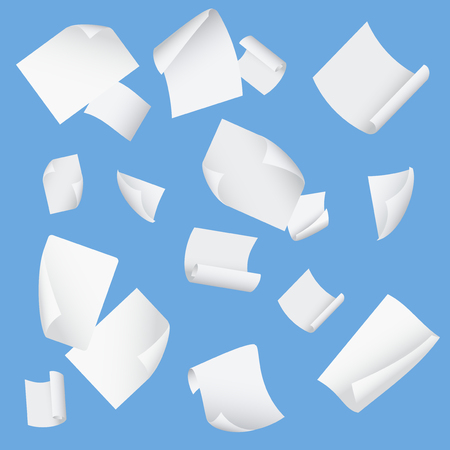 Flying Template Blank White Paper Set. Vectorのイラスト素材