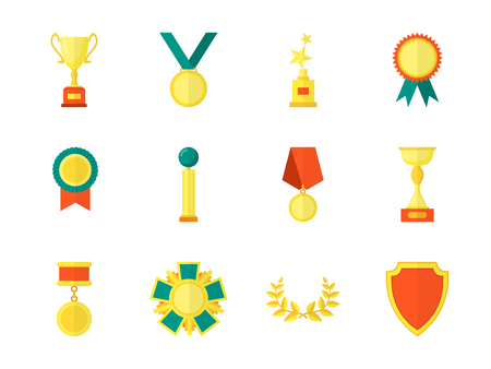 Cartoon Awards Color Icons Set. Vectorのイラスト素材