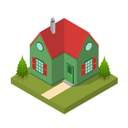 Residential Building Isometric View. Vectorのイラスト素材