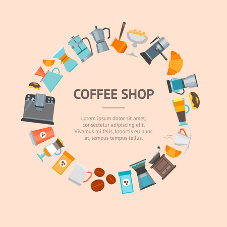Coffee Shop Banner Card. Vectorのイラスト素材