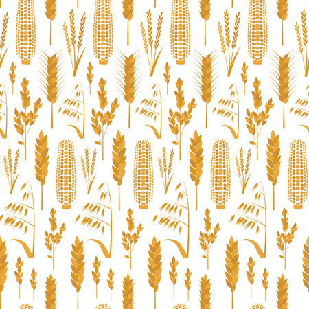 Cartoon Cereals Grain Background Pattern. Vectorのイラスト素材
