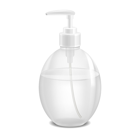 Realistic Template Blank Plastic Bottle Pack with Dispenser. Vectorのイラスト素材