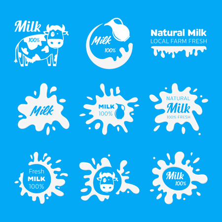 Vector milk or yogurt or cream Labels. Badges Sign Icon for farm foodのイラスト素材