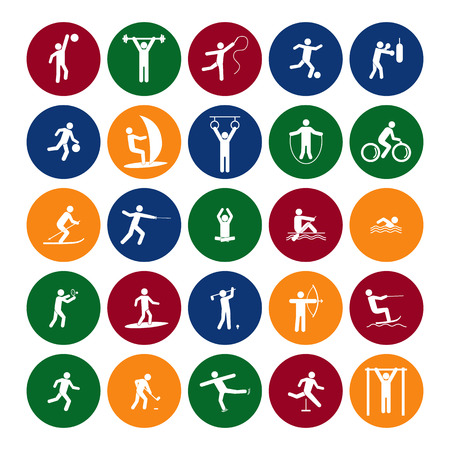 Sport Icon Playing People Set Color in the Circle. Vectorのイラスト素材