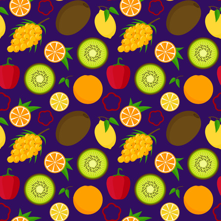 Cartoon Food with Vitamin C Background Pattern. Vectorの写真素材
