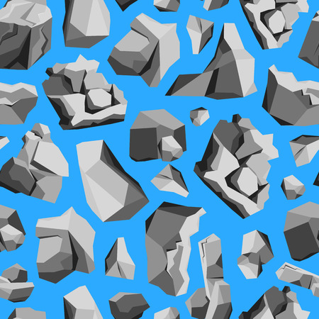 Cartoon Rocks and Stones Pattern on a Blue.のイラスト素材