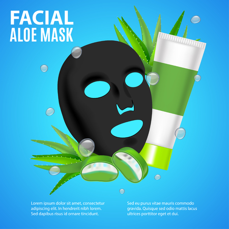 Cosmetic Facial Sheet Aloe Mask Card or Poster for Advertising Beauty Product.のイラスト素材