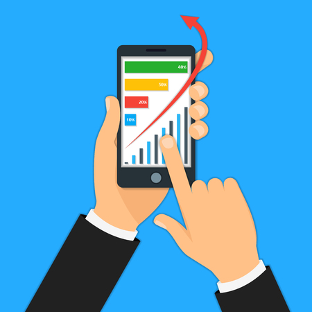 Hand Holding Smartphone Business Concept Paper Art. Vectorのイラスト素材