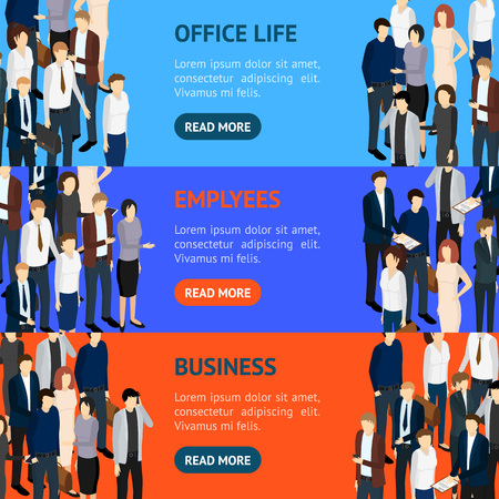 Business People Resource Banner Horizontal Set Isometric View. Vectorのイラスト素材