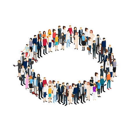 Business People Circle Concept Of Society Isometric View Isolated on White. Vectorのイラスト素材