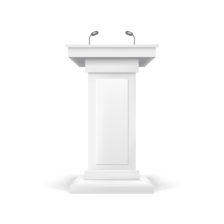 Realistic Template Blank White Tribune Isolated.のイラスト素材