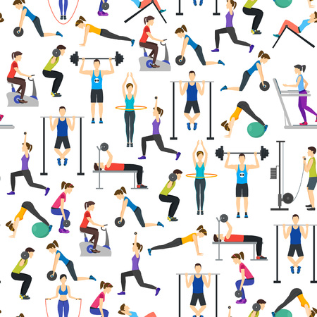 People workout exercise in Gym Pattern.のイラスト素材