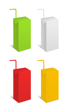 Realistic Template Blank Color Juice Pack. Vectorのイラスト素材