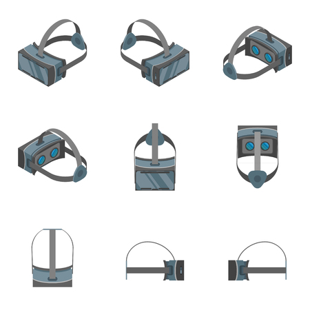 Virtual Reality Headsets Icons Set 3d Isometric View. Vectorのイラスト素材