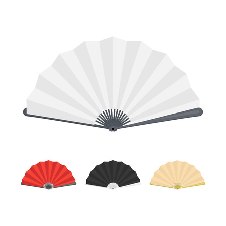 Folding paper fan color set.のイラスト素材