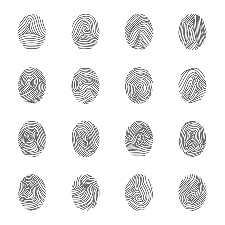 Various Unique Fingerprints Black Thin Line Icon.のイラスト素材