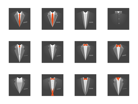 Cartoon Business Card with Suits and Tuxedo Set. Vectorのイラスト素材