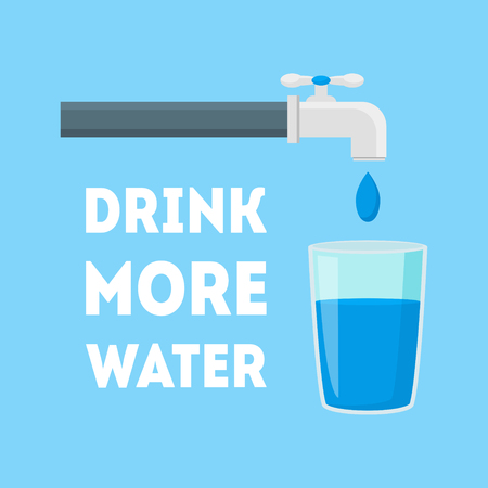 Glass of Water Placard, Poster or Flyer Template. Vectorのイラスト素材