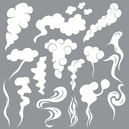 Cartoon White Smoke Fog Set. Vectorのイラスト素材