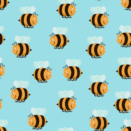 Cartoon colorful bee pattern flat style design.のイラスト素材