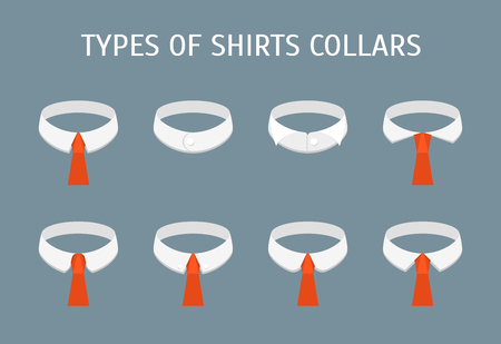 Cartoon Shirt Collars Different Types Icons Set. Vectorのイラスト素材