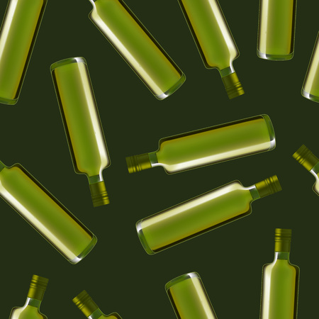 Realistic Detailed Olive Oil Glass Bottle patternのイラスト素材