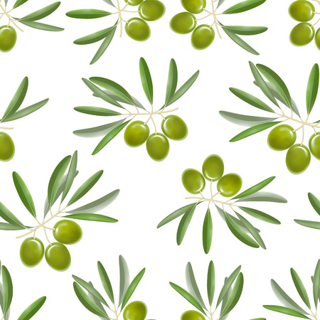 Realistic Olives Branch with Leaves Patternのイラスト素材