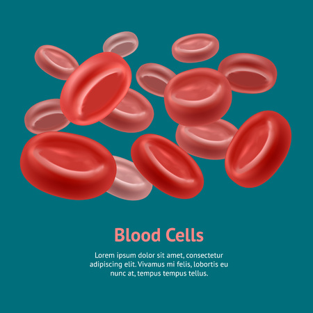 Realistic Blood Erythrocyte Card Poster Diagnosis and Analysis Hematology Poster Health Human Medicine.のイラスト素材