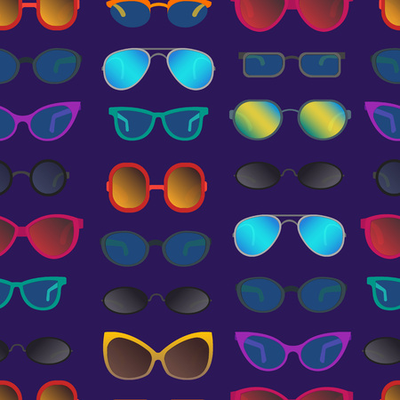 Cartoon Glasses and Sunglasses Seamless Pattern Background. Vectorのイラスト素材