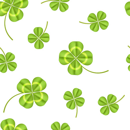 Realistic Detailed Clover Green Plant Seamless Pattern Background.のイラスト素材