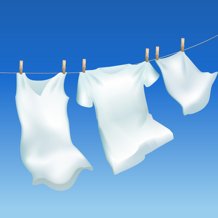 Realistic Detailed 3d Clothes Hanging Out. Vectorのイラスト素材