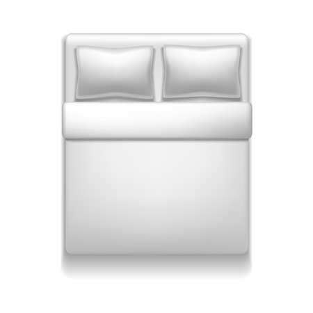 Realistic Detailed 3d Template Blank White Bed Mock Up. Vectorのイラスト素材