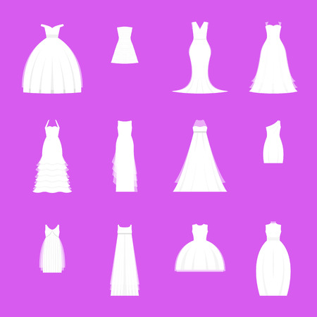 Wedding dresses set on mannequin. Vector illustration.のイラスト素材