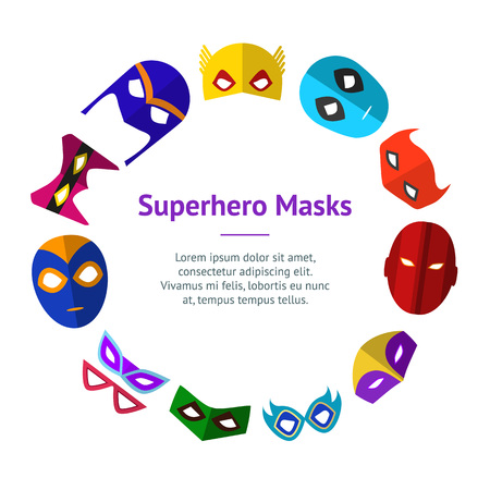Cartoon Superhero Mask Banner Card Circle . Vectorの写真素材