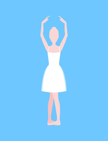 Cartoon Basic Ballet Position with girl ballerina.のイラスト素材