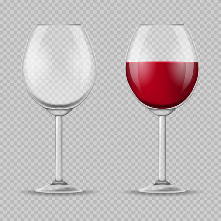 Realistic Detailed 3d Wine Glass Set vectorのイラスト素材