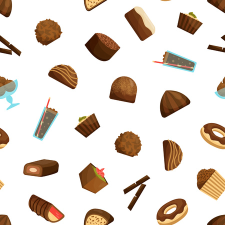 Chocolate Sweets Seamless Pattern Background vectorのイラスト素材