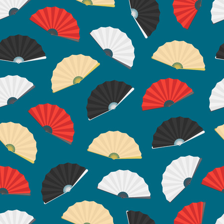 Japanese Folding Paper Fan Seamless Pattern Background. Vector illustration.のイラスト素材