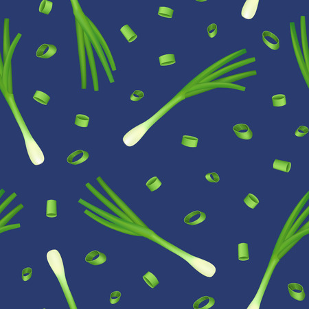 Realistic 3d Detailed Spring Onions Seamless Pattern Background. Vectorのイラスト素材