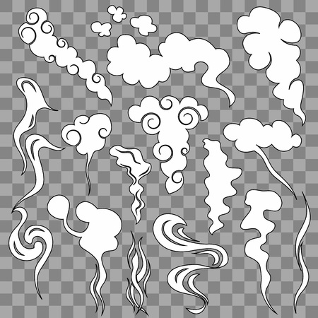 Cartoon White Smoke Fog Set on transparent background.のイラスト素材